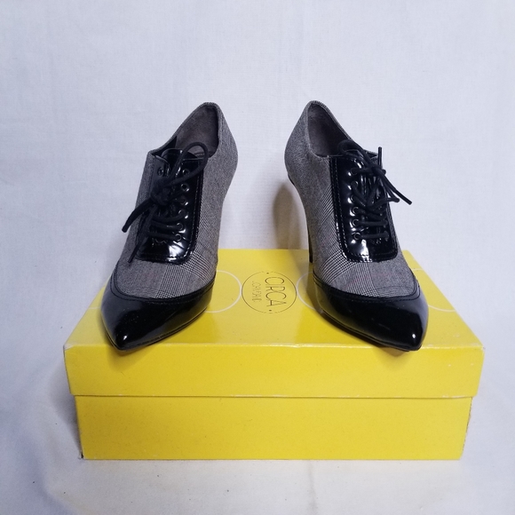 Circa Joan & David Cjcanna Black Plaid Booties Vintage Retro - Picture 2 of 6